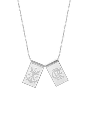 Escapulário Escudo e Regatas em Prata 925 com Corrente Veneziana 17 de 62 cm - Oficial Flamengo