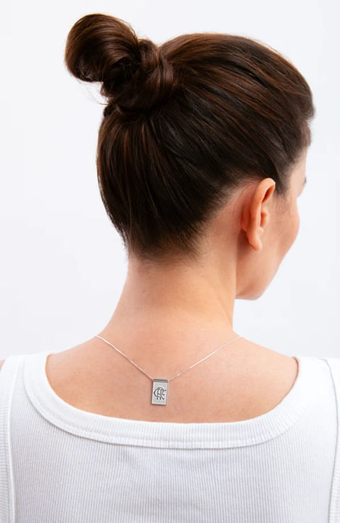 Escapulário Escudo e Regatas em Prata 925 com Corrente Veneziana 17 de 62 cm - Oficial Flamengo