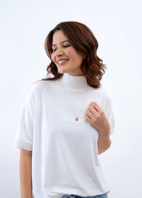 Pingente Flamengo Escudo em Prata 925 Colorido com Corrente de 60 cm – Olam