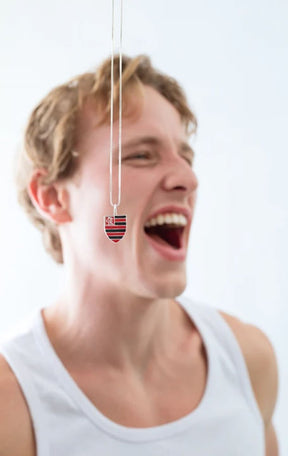 Pingente Flamengo Escudo em Prata 925 Colorido com Corrente de 60 cm – Olam